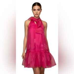 NWT TCEC Avara Keila Fushia Halter Mini Dress with Bow Size M